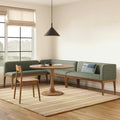 Rosin 113.5 Long L-Shape Banquette Set - Smoked Oak and Welsh Green