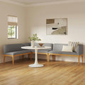 Rosin 113.5 Long L-Shape Banquette Set - Natural Oak and Hestia Gray