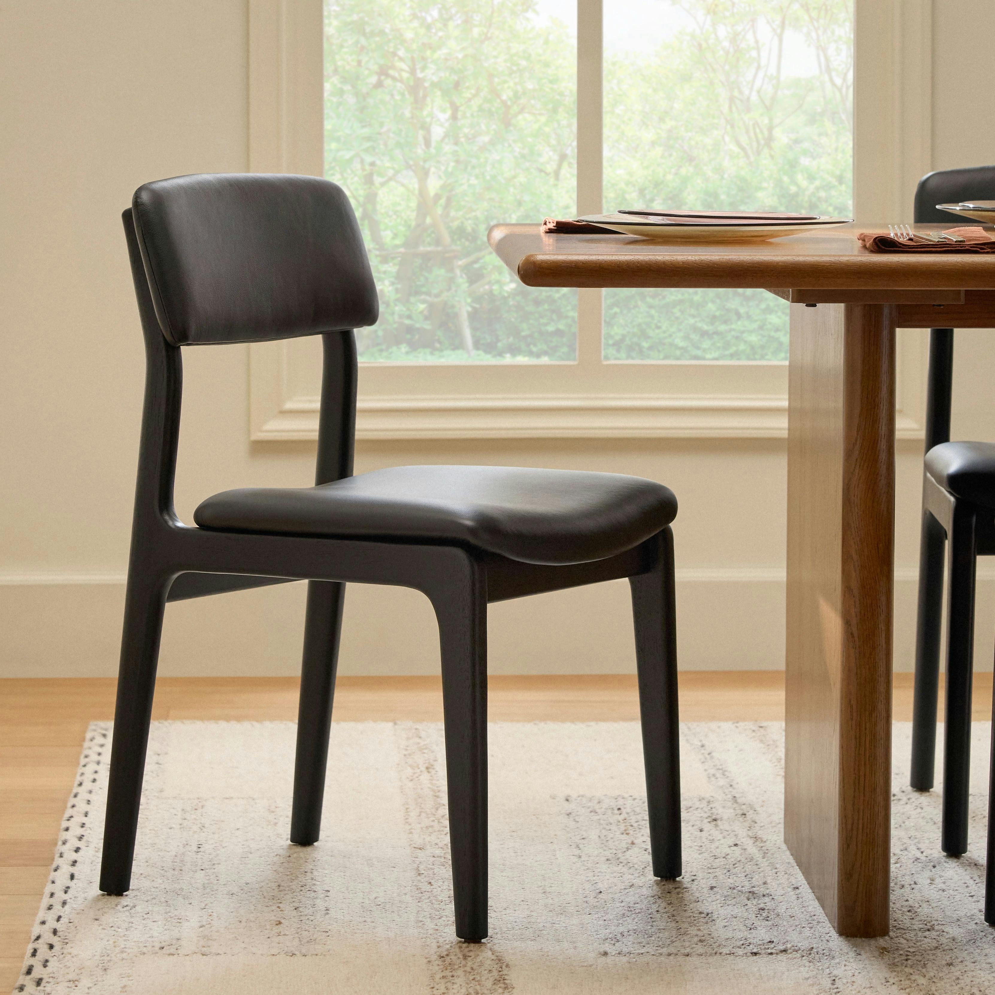 Vila Leather Dining Chair - Black and Black Leather