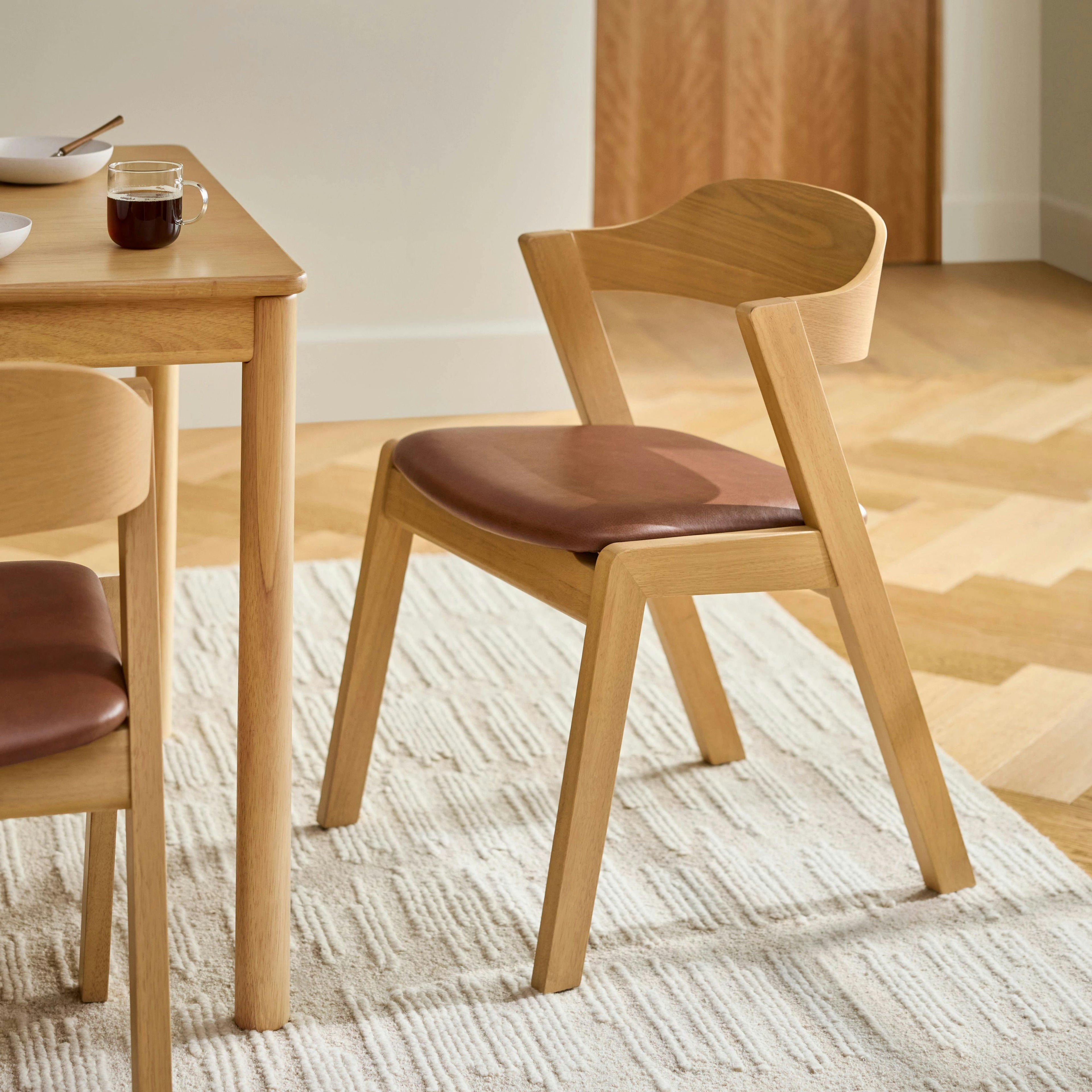 Meja Leather Dining Chair - White Oak and Taos Brown