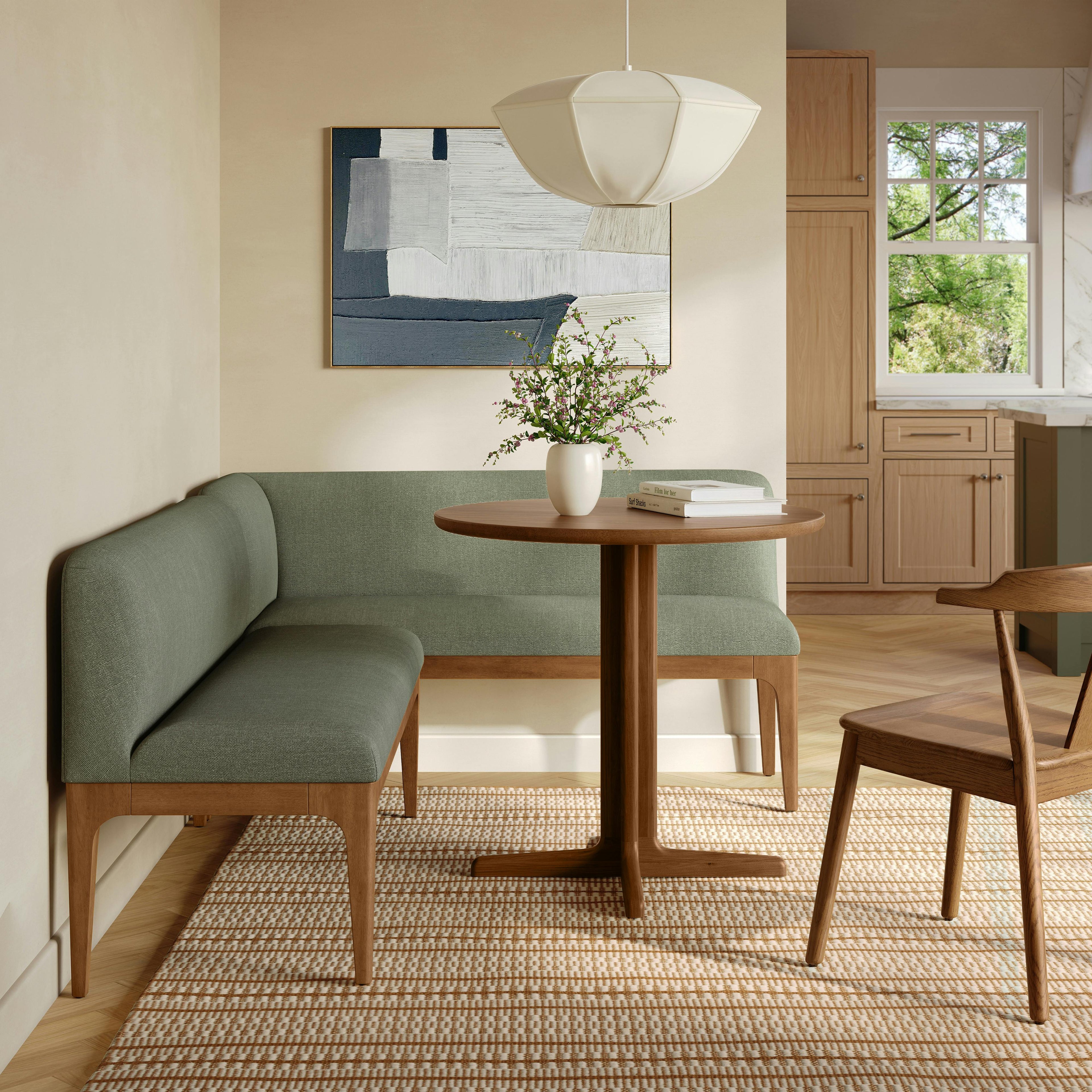 Rosin 74.75 Left Arm Banquette Set - Smoked Oak and Welsh Green