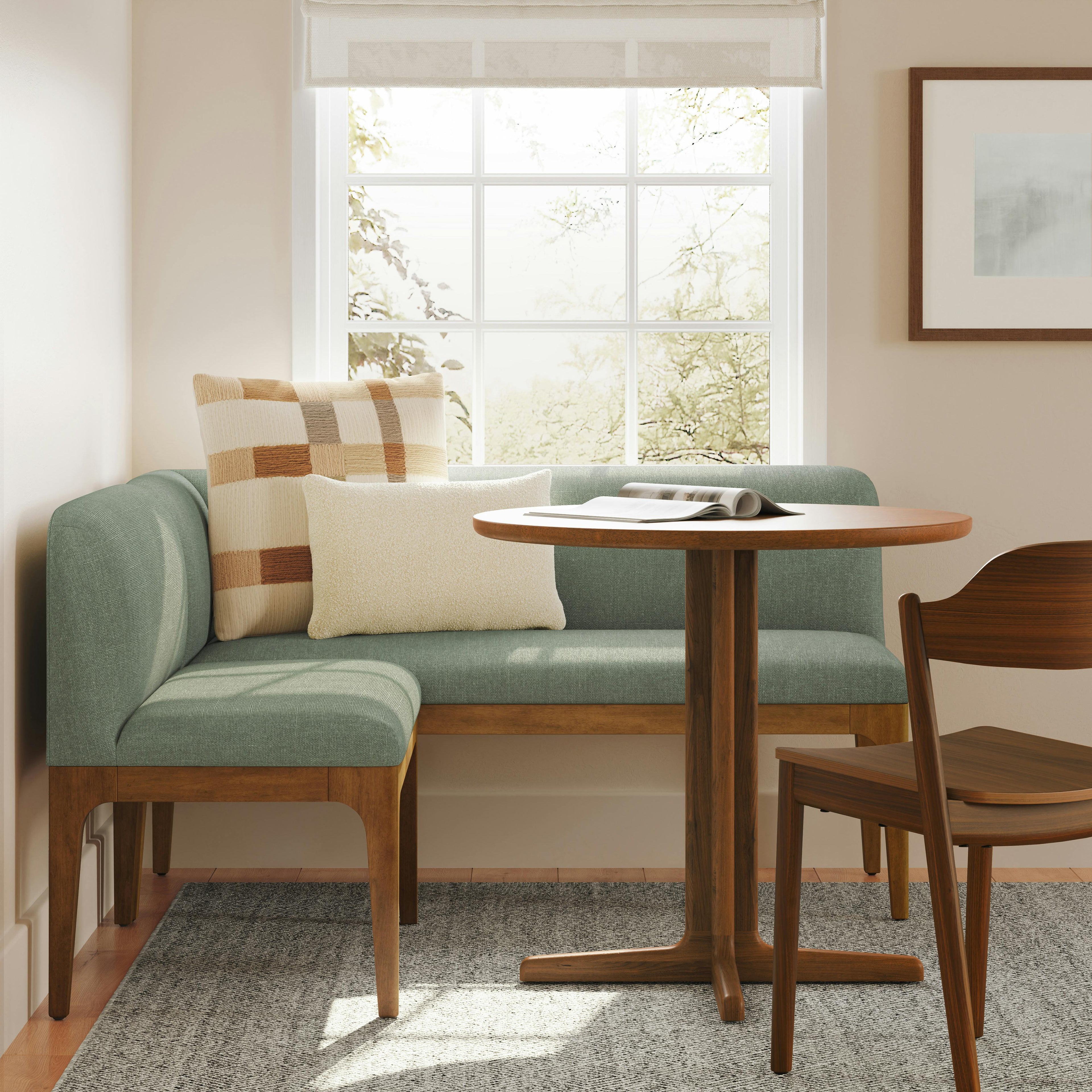 Rosin 55.75 Left Arm Banquette Set - Smoked Oak and Welsh Green