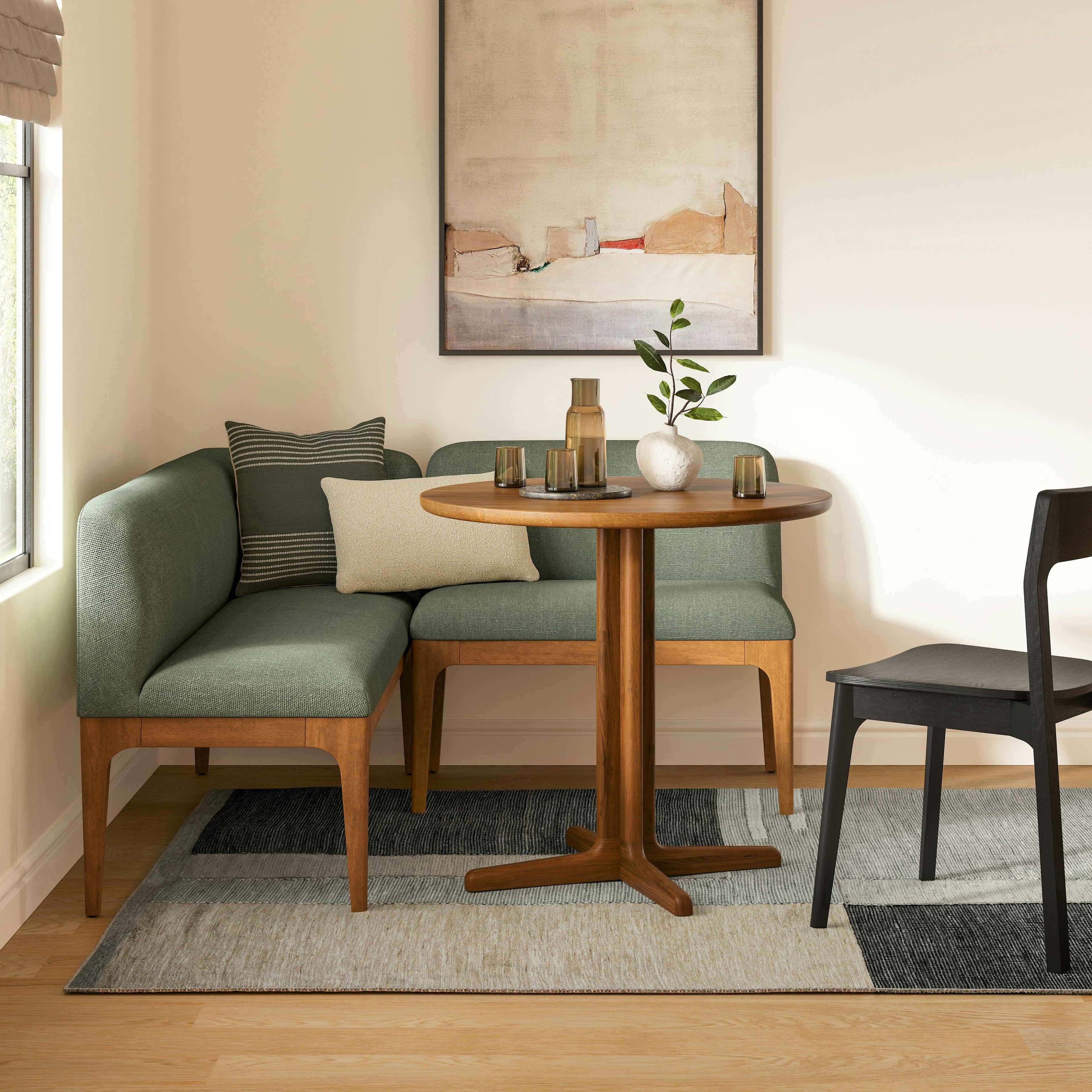 Rosin 55.75 Right Arm Banquette Set - Smoked Oak and Welsh Green