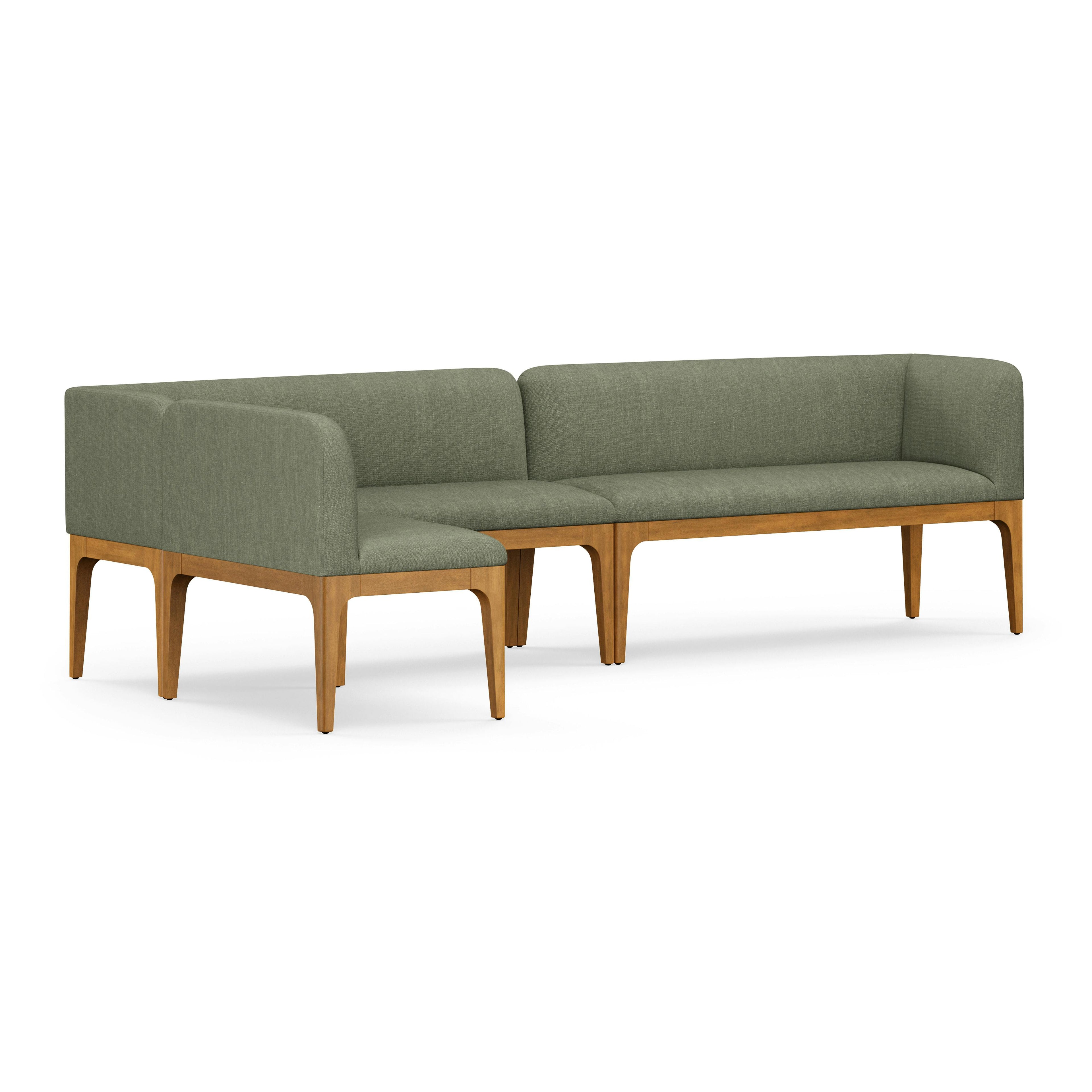 Rosin 113.5 Short L-Shape Banquette Set - Smoked Oak and Welsh Green