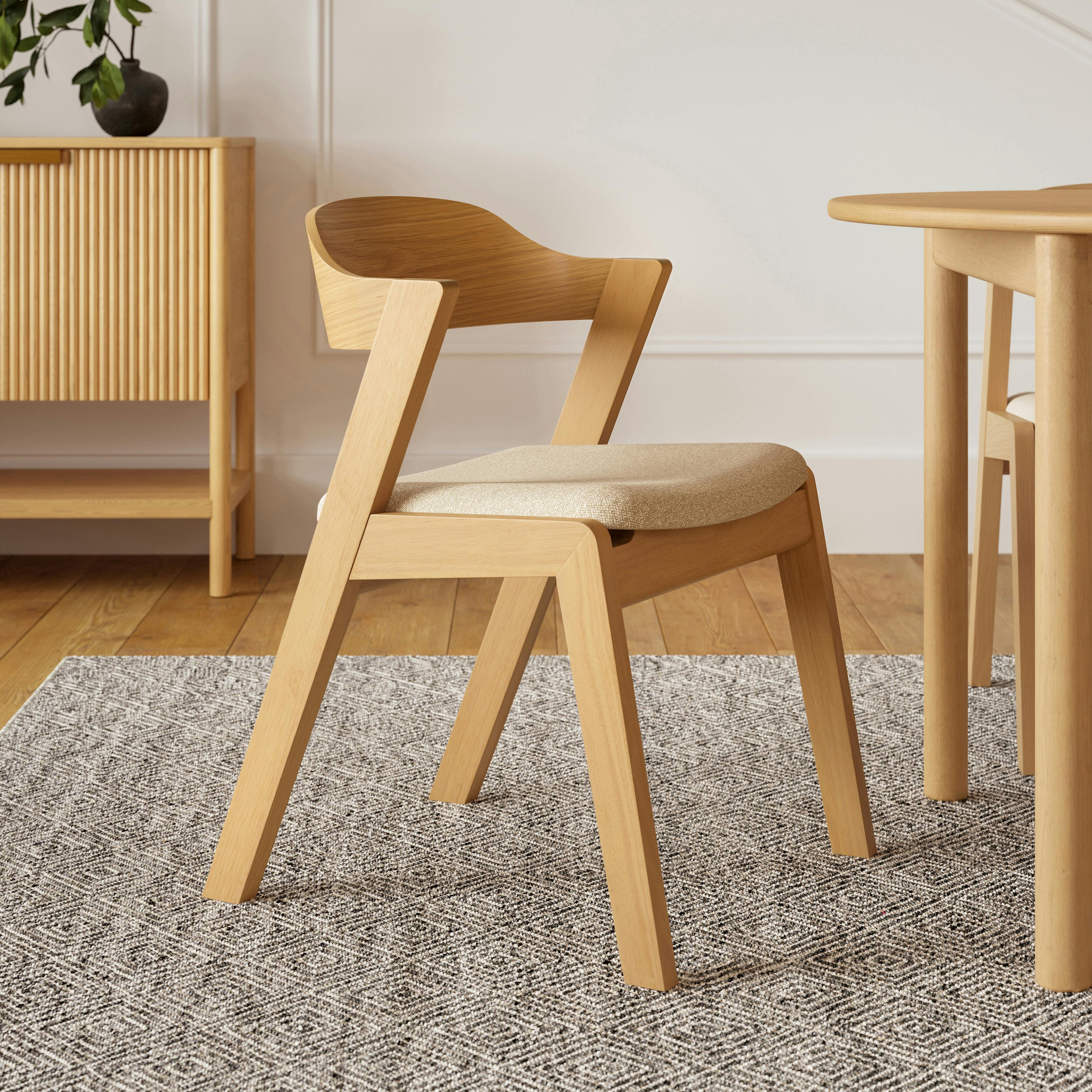 Meja Dining Chair - White Oak and Ratine Buff