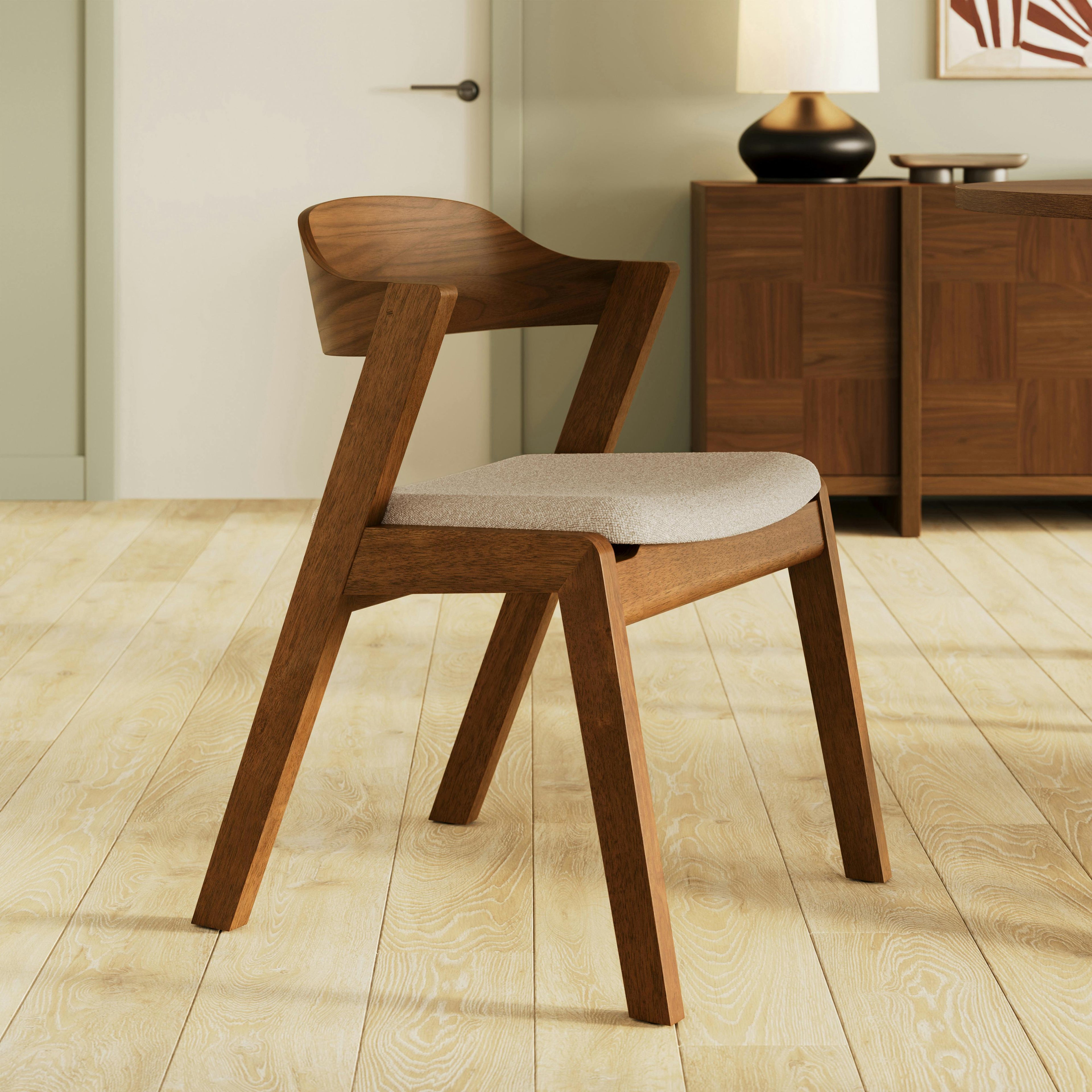 Meja Dining Chair - Walnut and Ratine Buff
