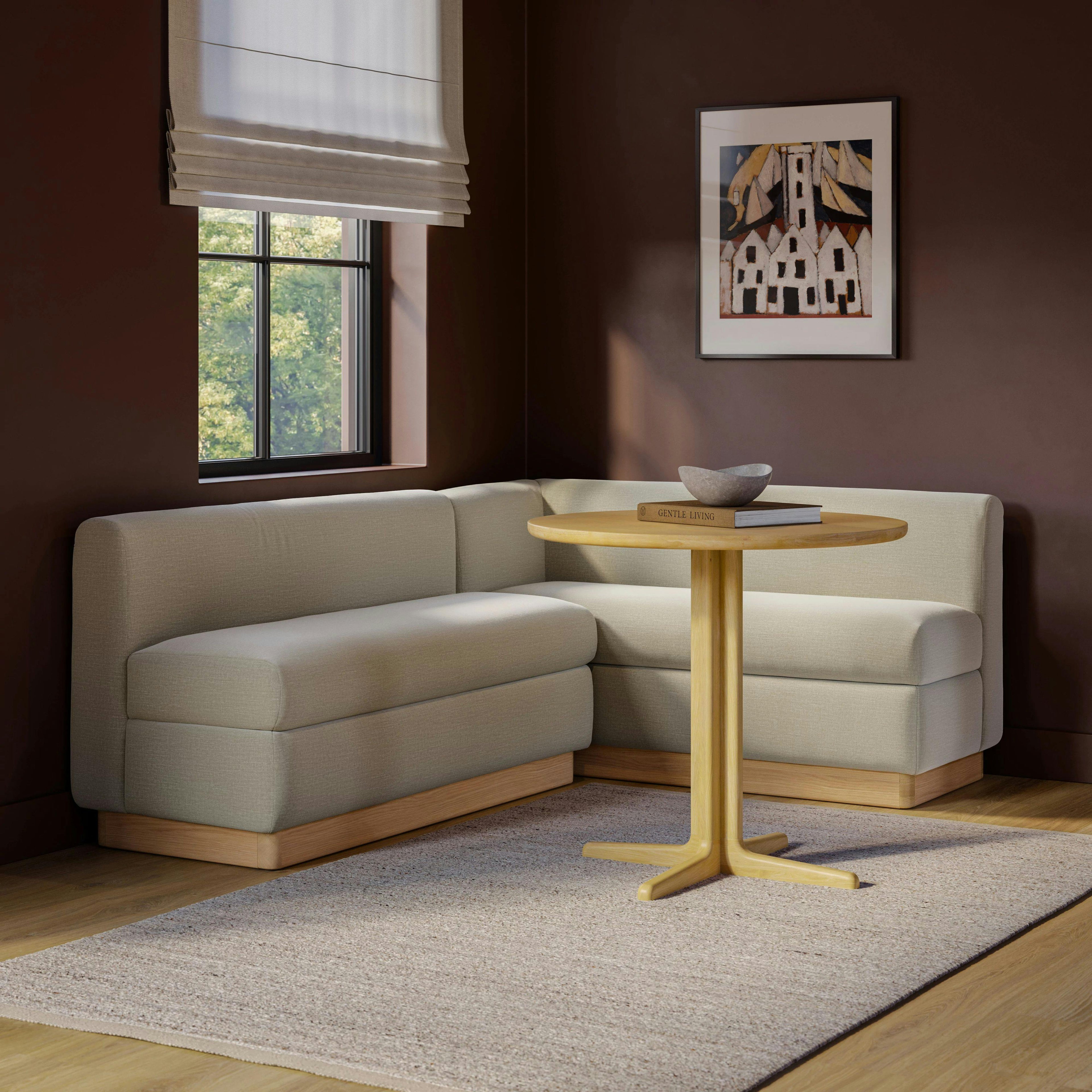 Malmo 79 Left Arm Banquette Set - White Oak and Valor Beige