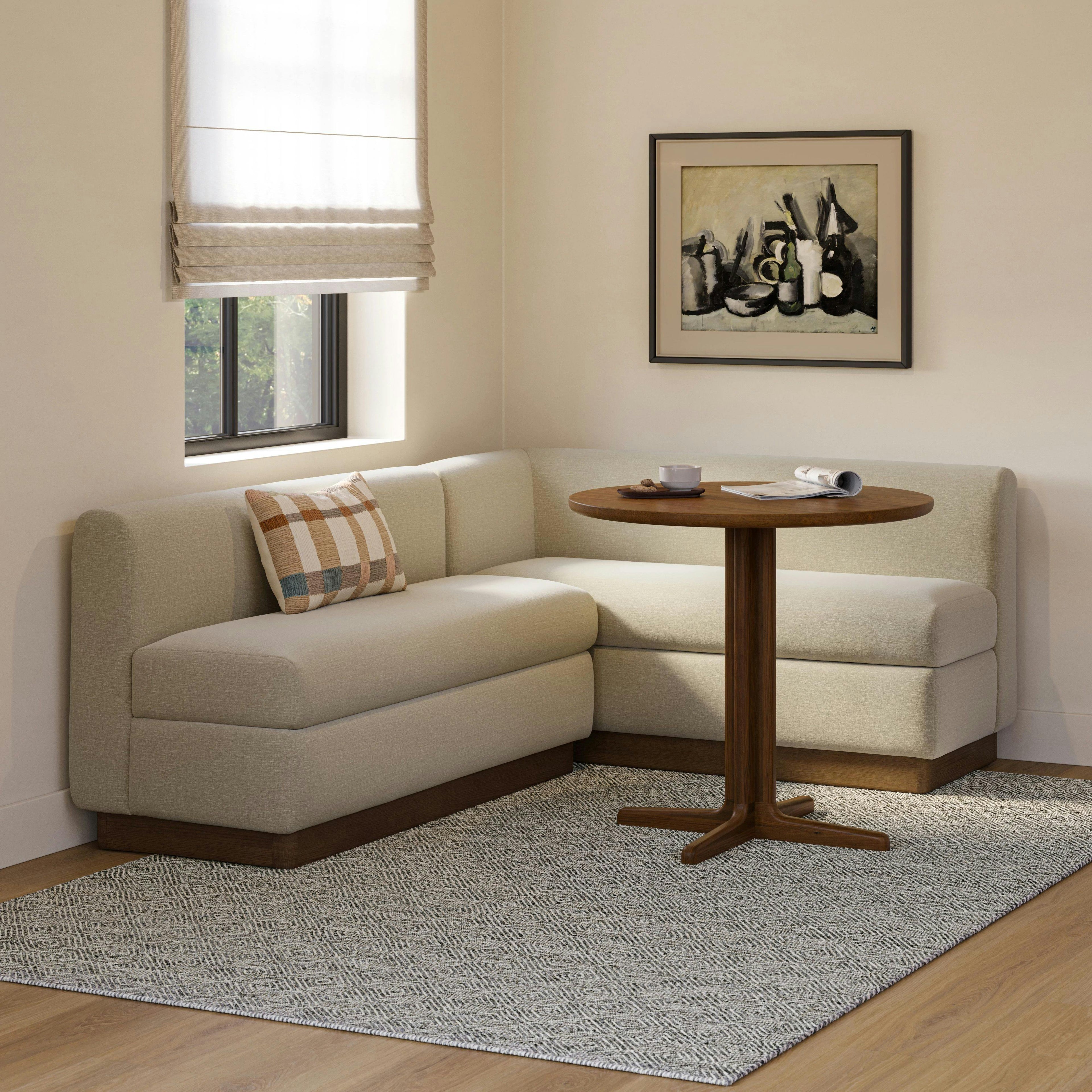 Malmo 79 Left Arm Banquette Set - Smoked Oak and Valor Beige