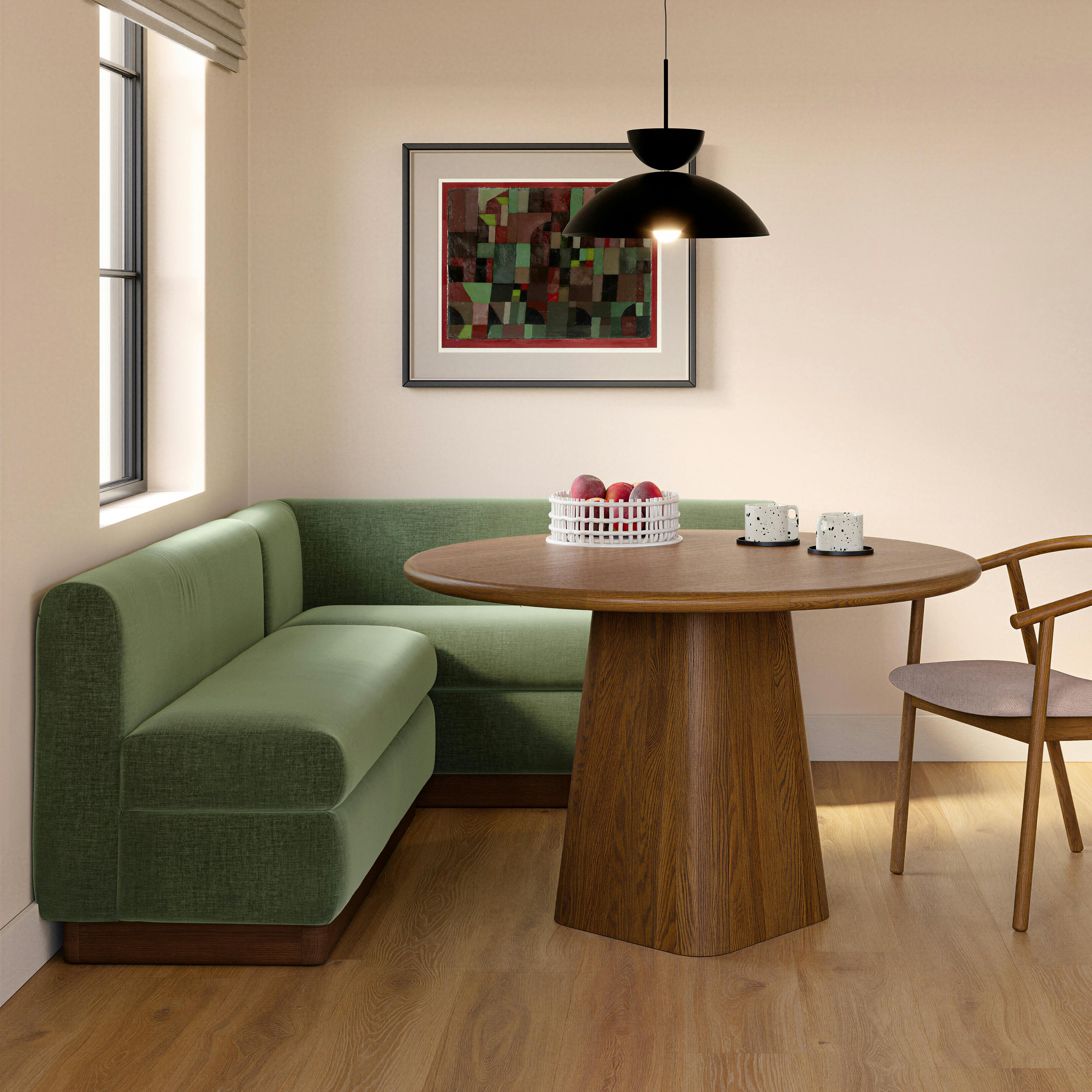 Malmo 79 Left Arm Banquette Set - Smoked Oak and Valor Green