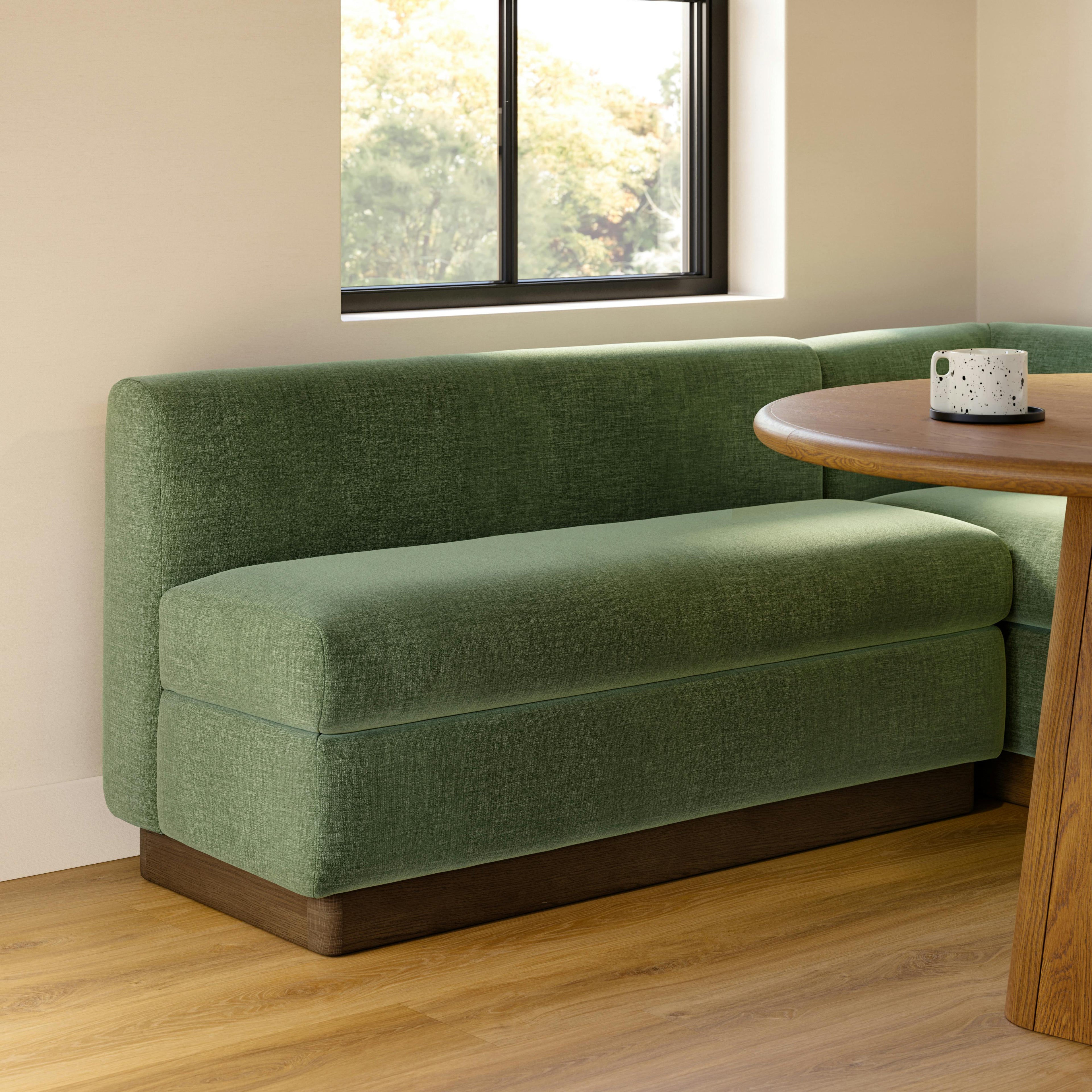 Malmo 54 Armless Banquette - Smoked Oak and Valor Green