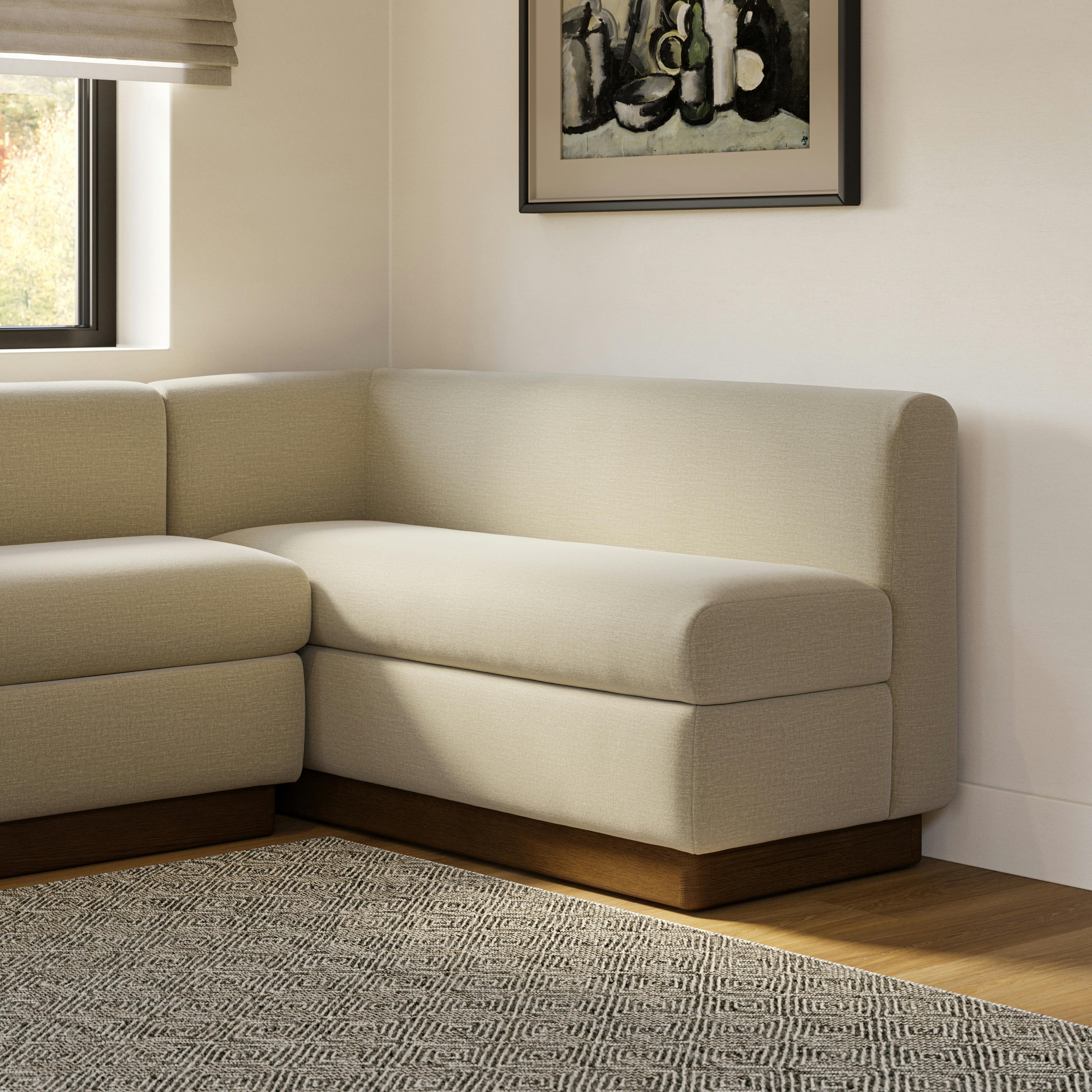 Malmo 59.5 Corner Banquette - Smoked Oak and Valor Beige