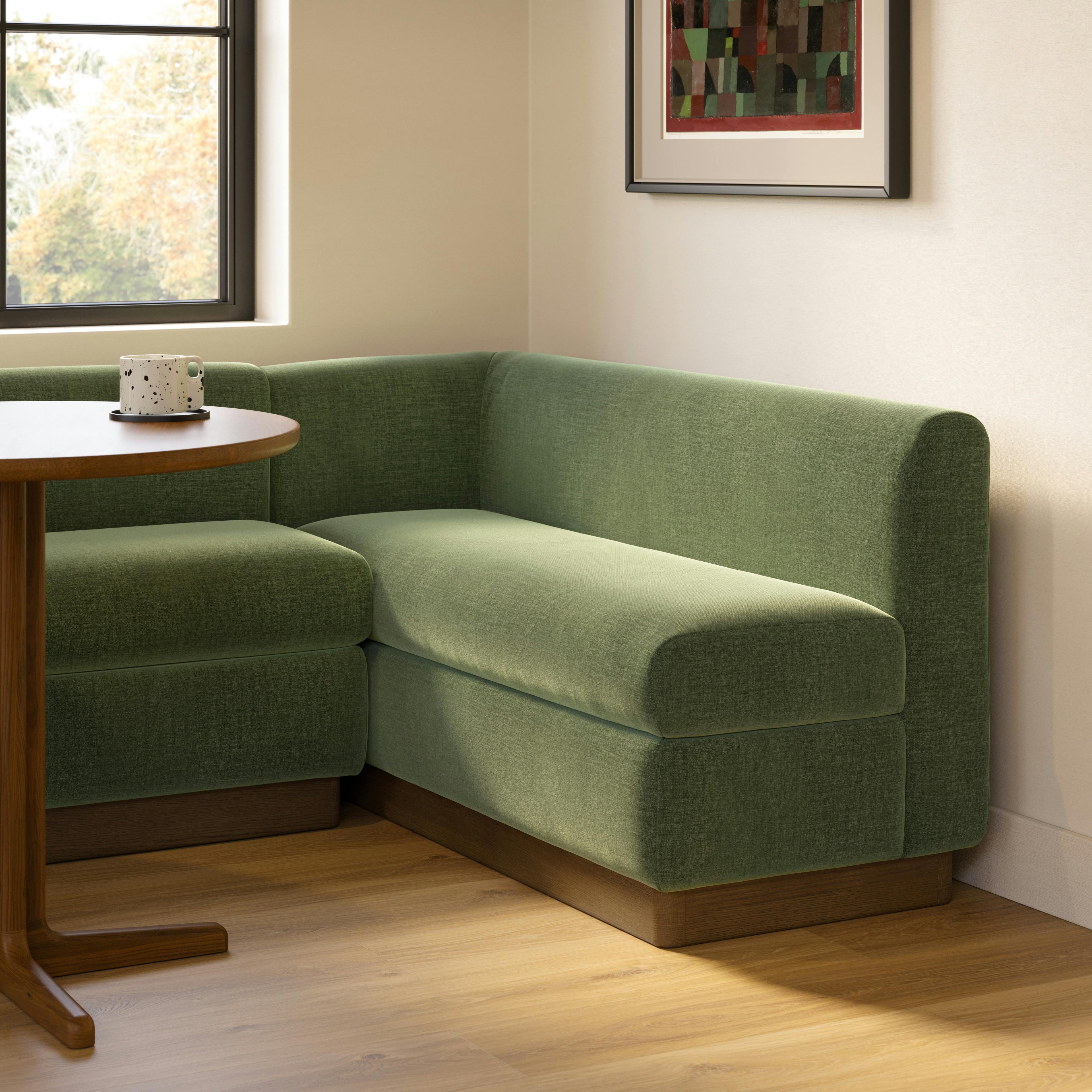Malmo 59.5 Corner Banquette - Smoked Oak and Valor Green