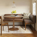 Rosin 74.75 Leather Left Arm Banquette Set - Smoked Oak and Lucia Brown