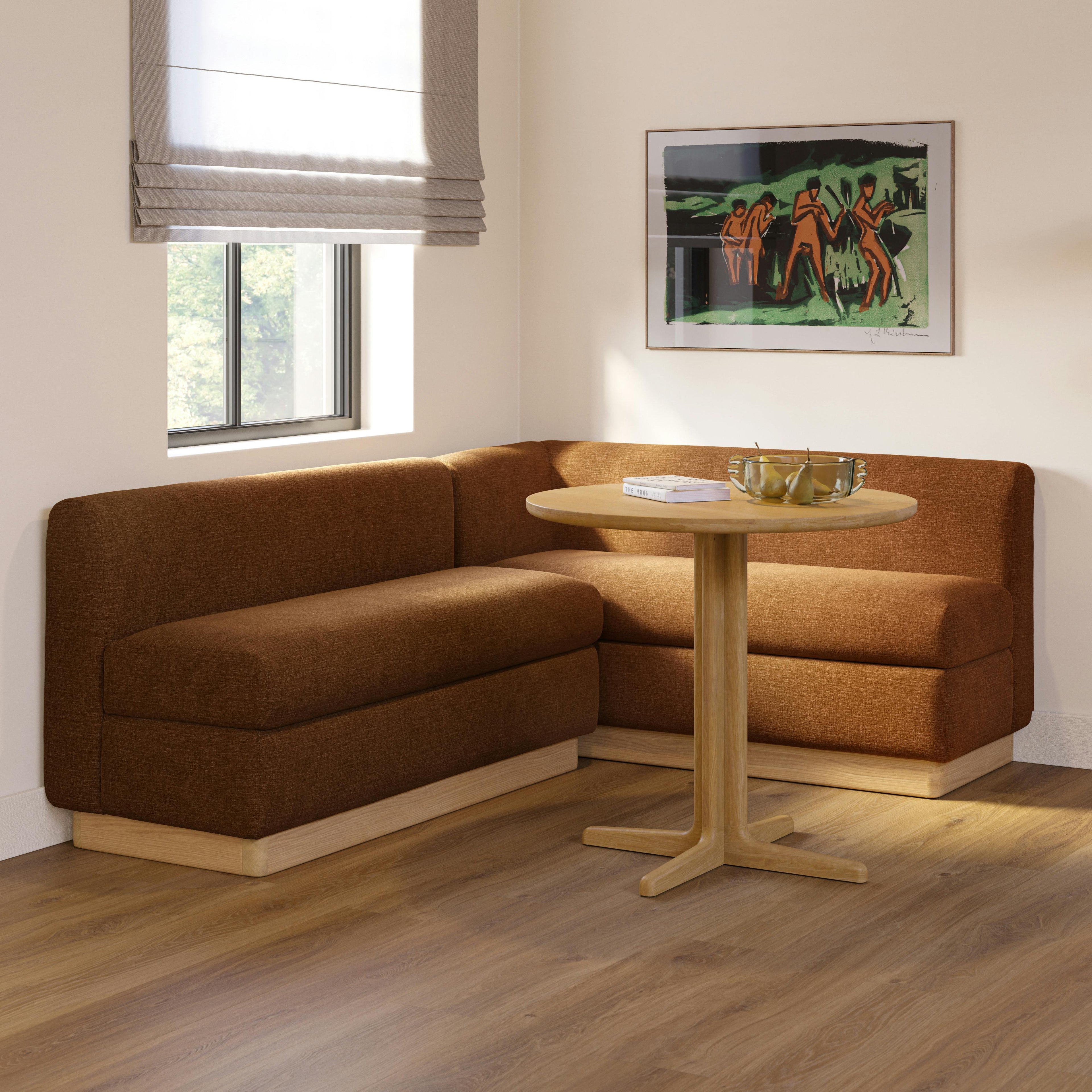 Malmo 79 Left Arm Banquette Set - White Oak and Valor Rust