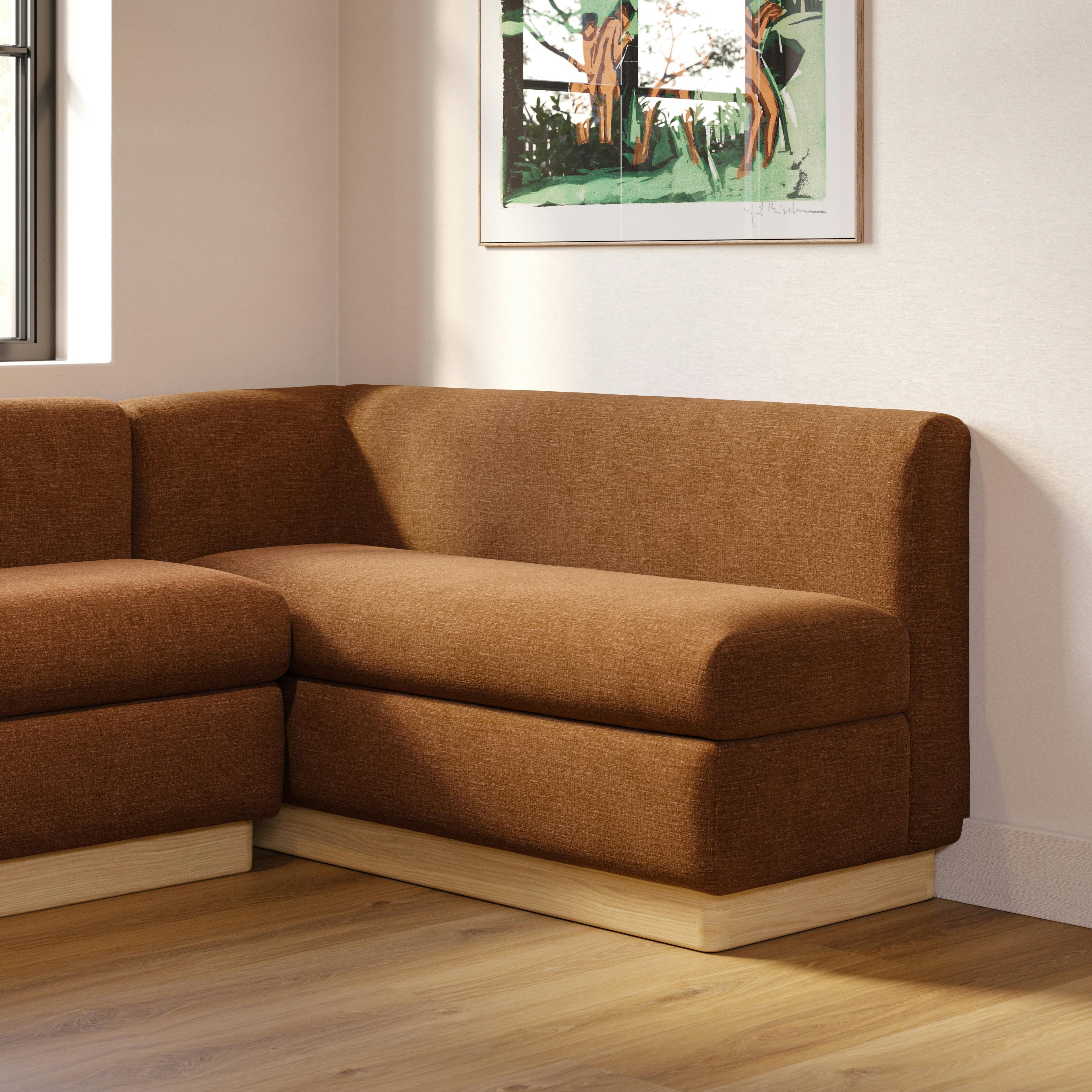 Malmo 59.5 Corner Banquette - White Oak and Valor Rust