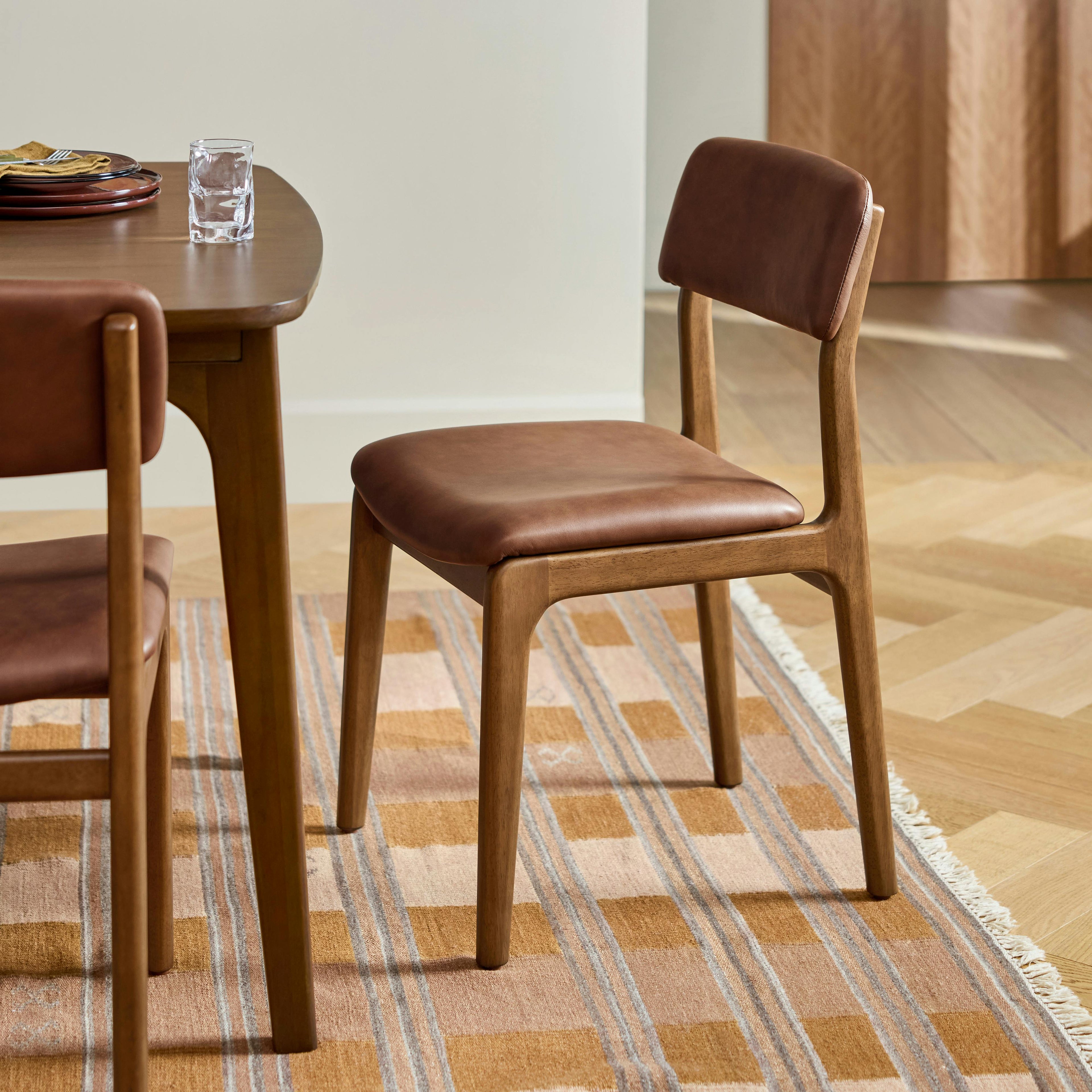 Vila Leather Dining Chair - Smoked Oak and Lucia Brown