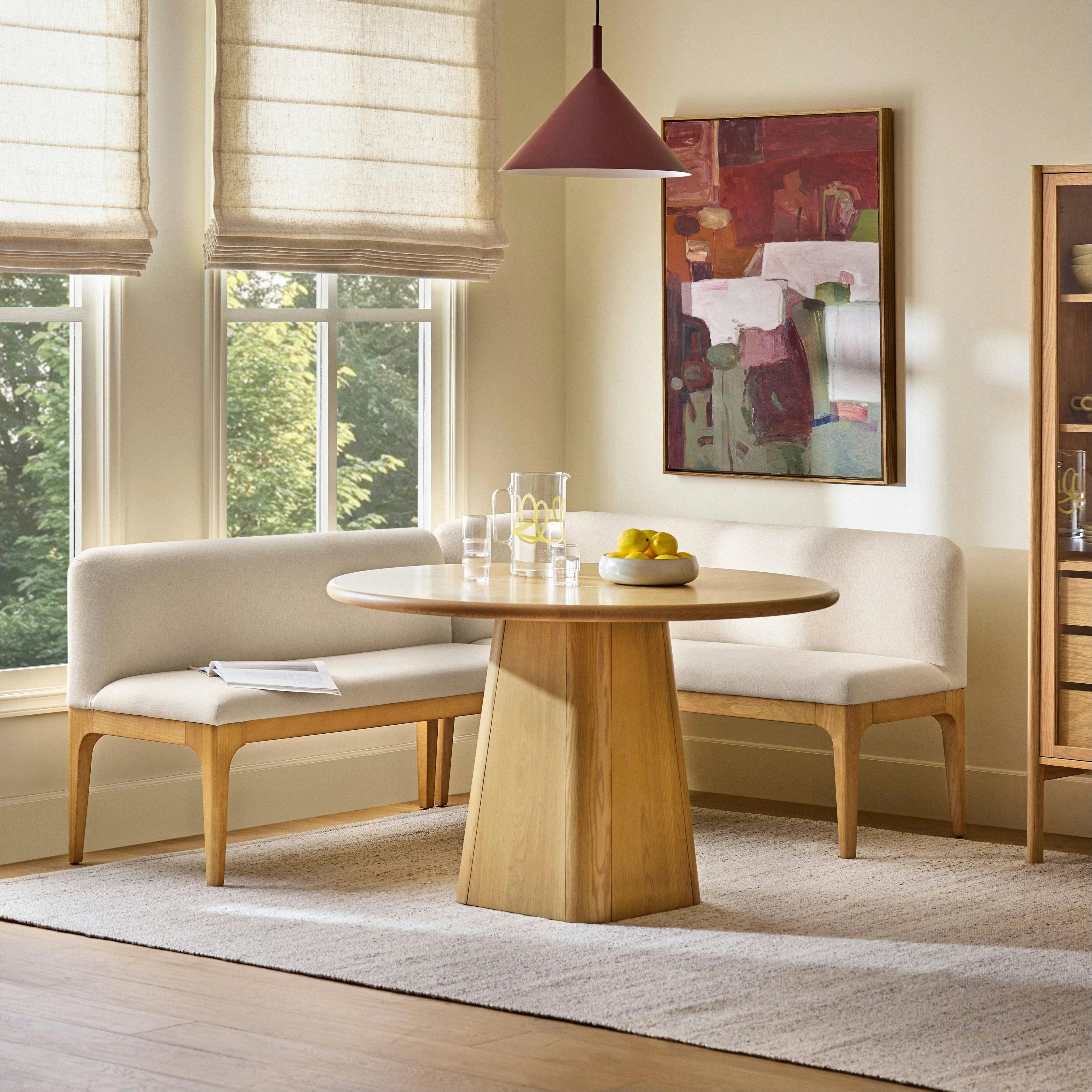 Rosin 74.75 Left Arm Banquette Set - Natural Oak and Sand Ivory