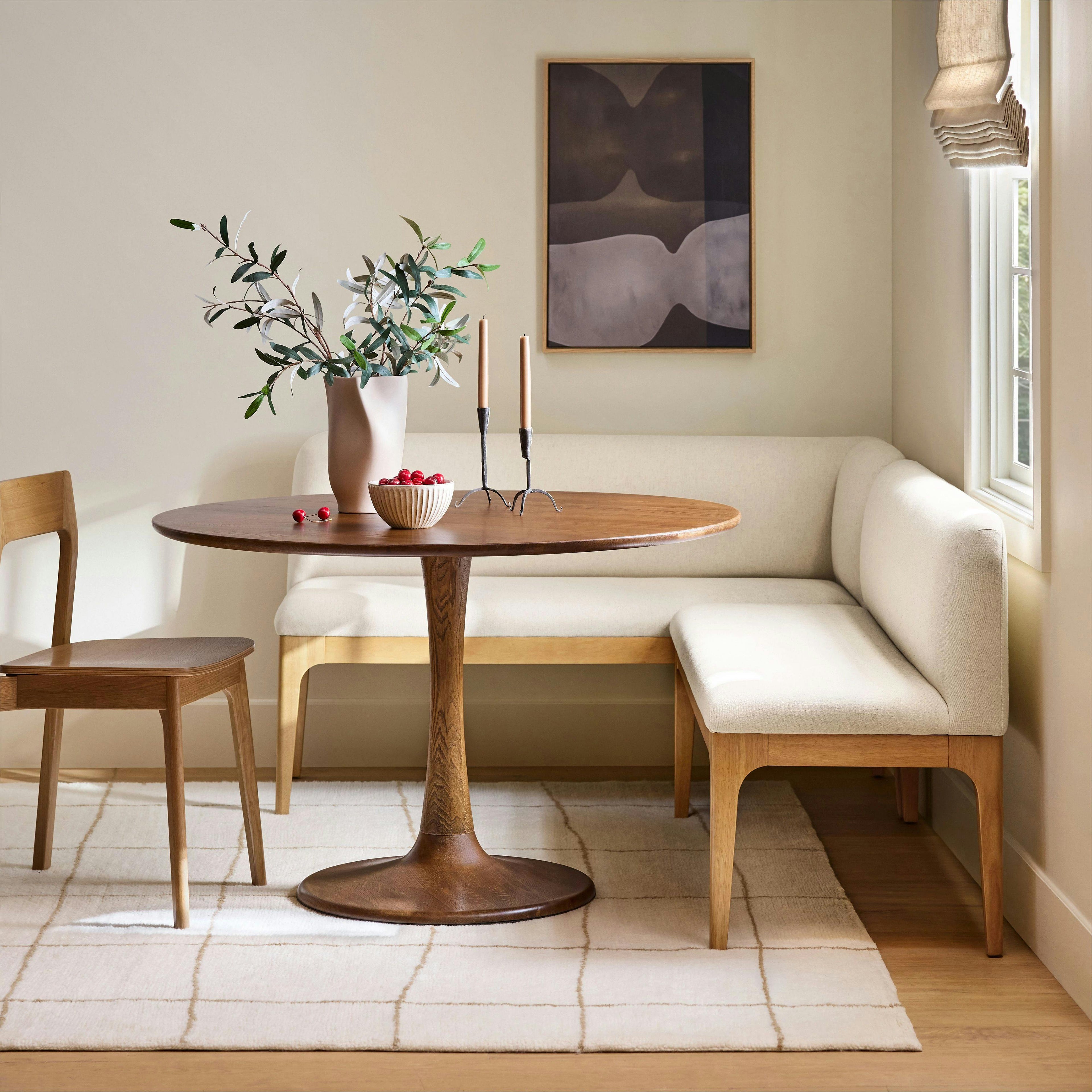Rosin 74.75 Right Arm Banquette Set - Natural Oak and Sand Ivory