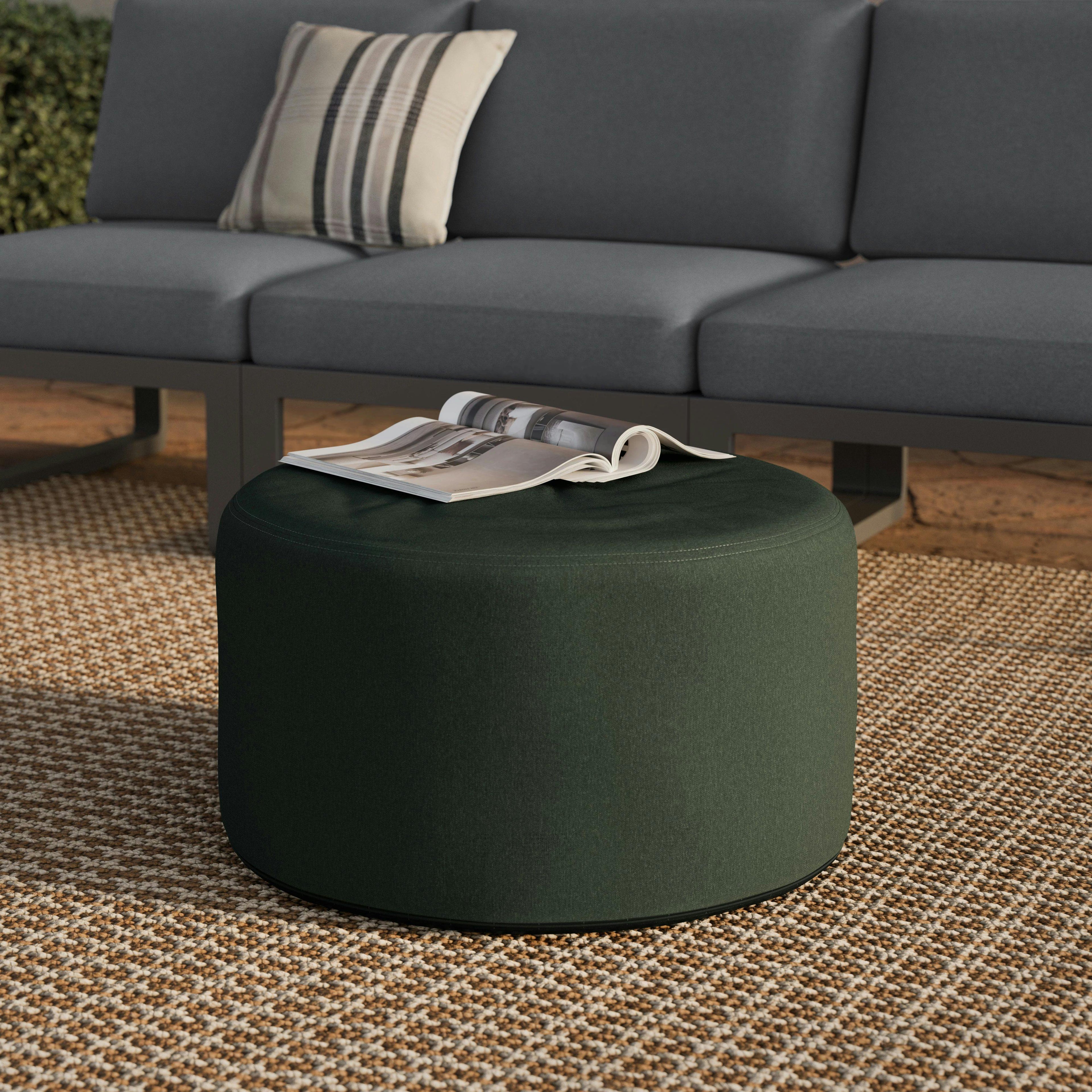 Olara 25 Indoor/Outdoor Pouf - Dravite Green